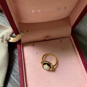 FEDOMA Gold Opal Ring - Women's Gold Ring with Opal